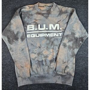 Vintage 90s B.U.M. Equipment Camo Tie Dye Sweatshirt Streetwear Y2K Size M